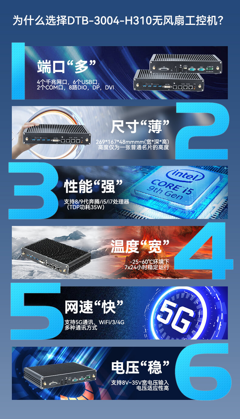 PA视讯网无风扇嵌入式工控机,环境监测工业电脑,DT-3004-H310